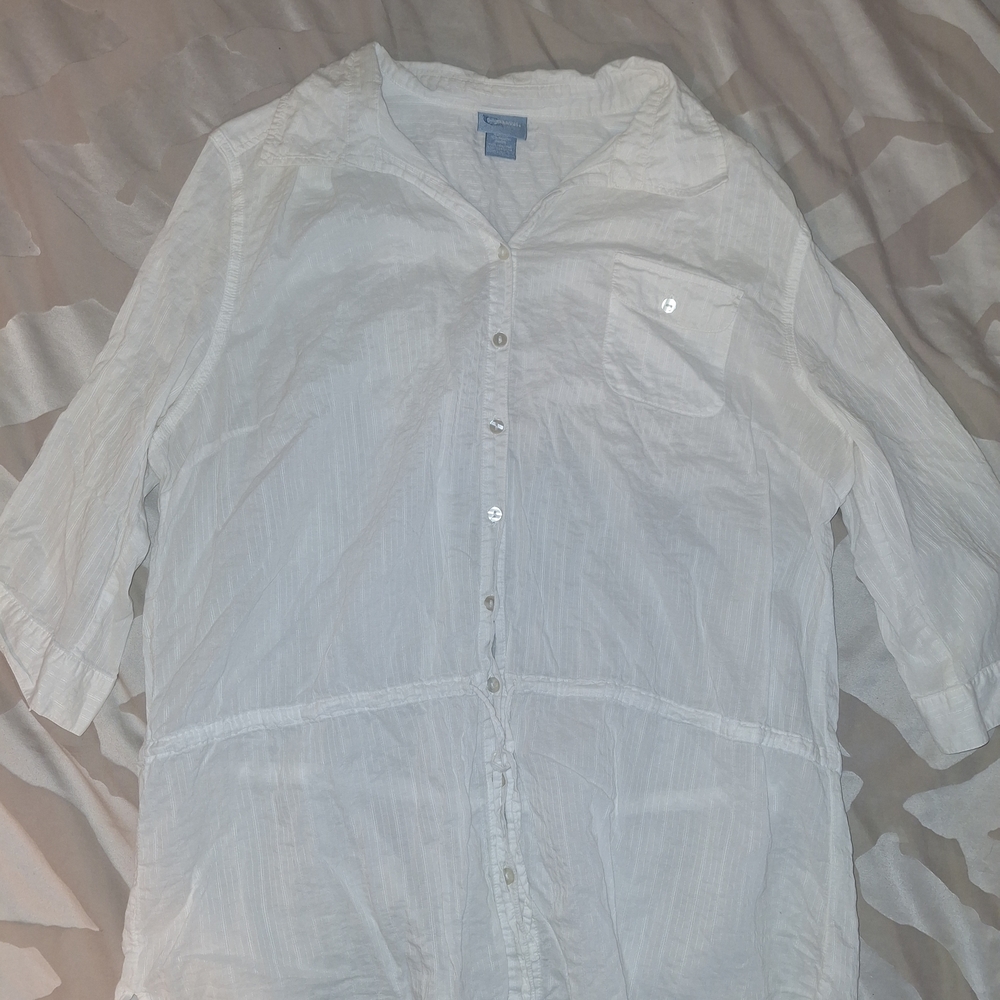 Classic Elements White Textured Blouse